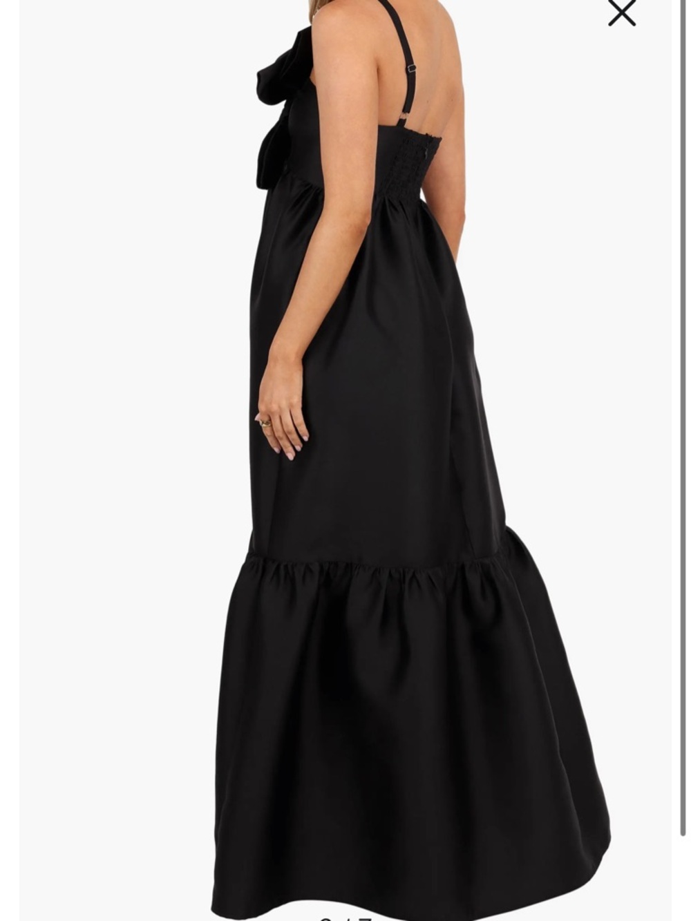 Petal & Pup Black Satin Bow-Front Maxi Dress - Picture 2 of 2